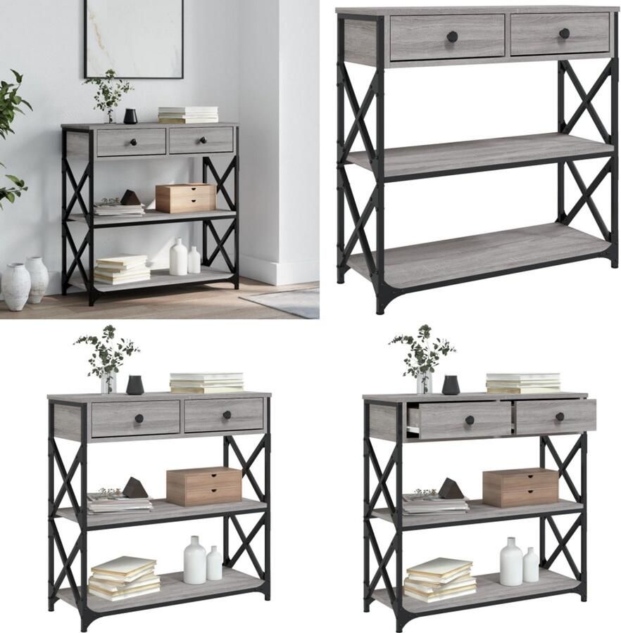 VidaXL Wandtafel 75x28x75 cm bewerkt hout grijs sonoma eikenkleurig Wandtafel Wandtafels Bijzettafel Console Tafel