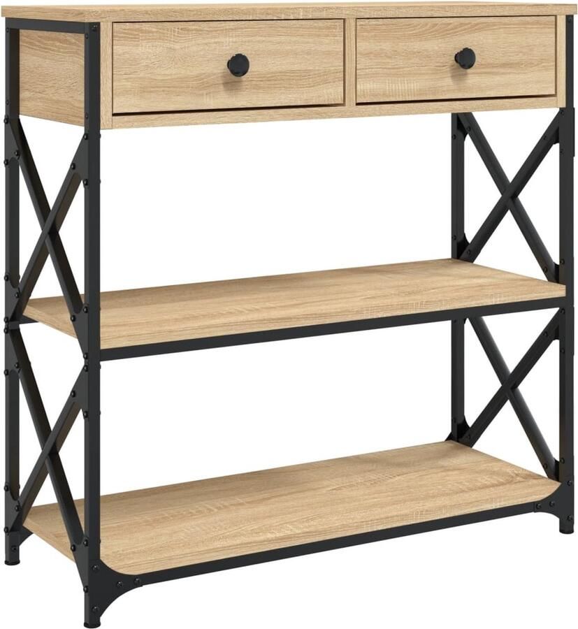 VidaXL -Wandtafel-75x28x75-cm-bewerkt-hout-sonoma-eikenkleurig - Foto 2