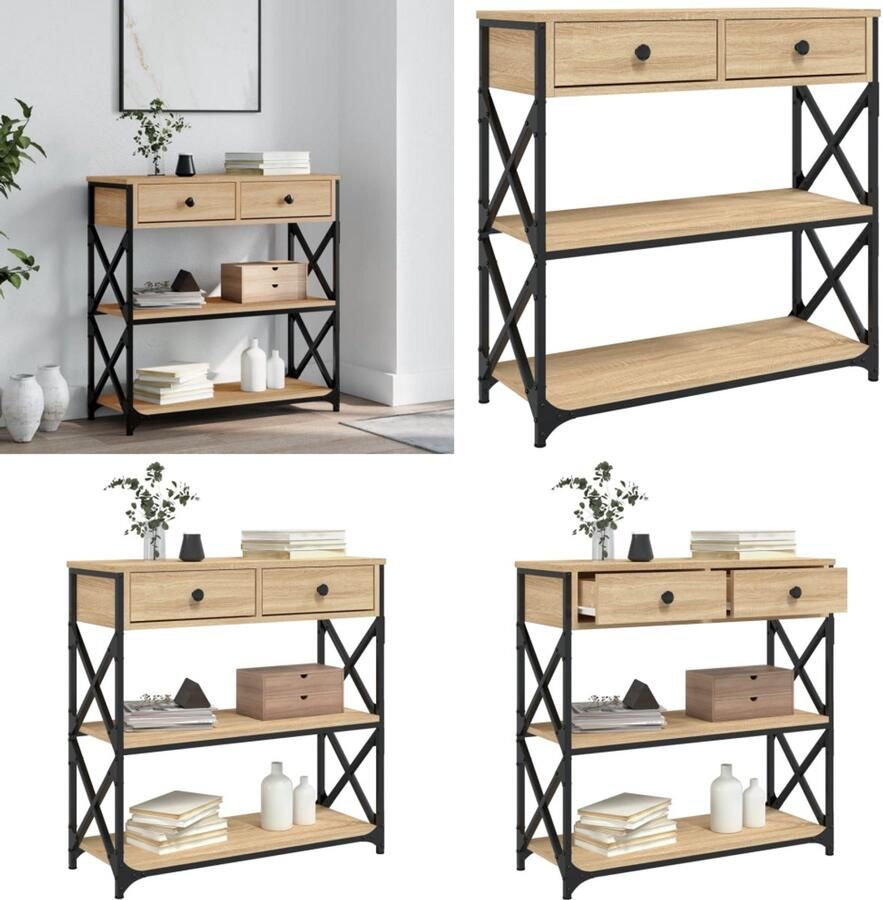 VidaXL Wandtafel 75x28x75 cm bewerkt hout sonoma eikenkleurig Wandtafel Wandtafels Bijzettafel Console Tafel