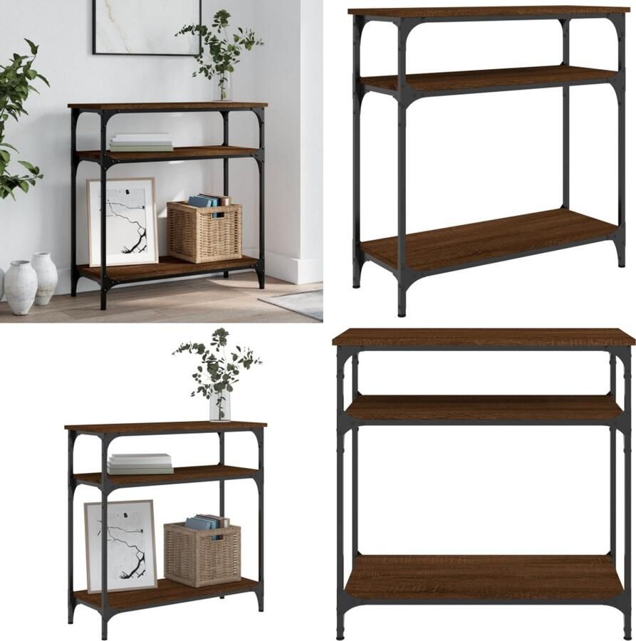 VidaXL Wandtafel 75x29x75 cm bewerkt hout bruin eikenkleur Wandtafel Wandtafels Bijzettafel Console Tafel