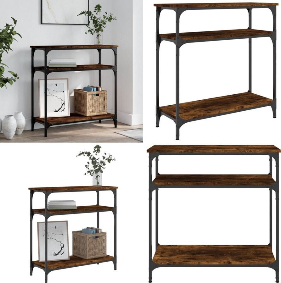 VidaXL Wandtafel 75x29x75 cm bewerkt hout gerookt eikenkleurig Wandtafel Wandtafels Bijzettafel Console Tafel