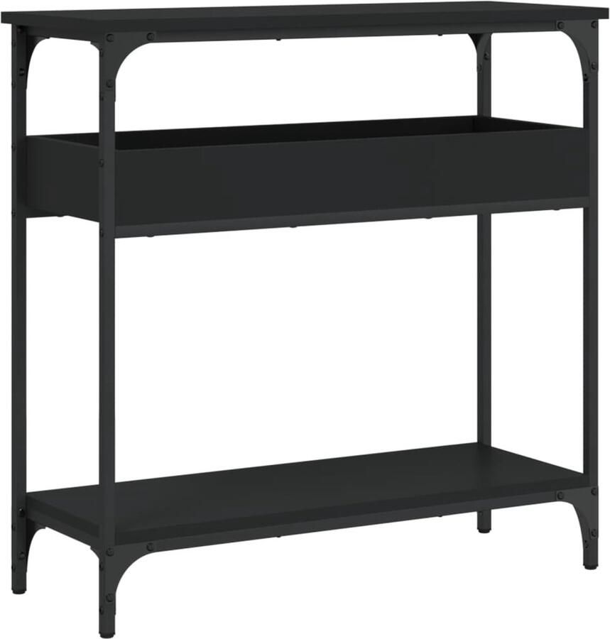 VidaXL Wandtafel 75x29x75 cm Zwart Bewerkt hout Wandtafel Wandtafels Bijzettafel Console Tafel