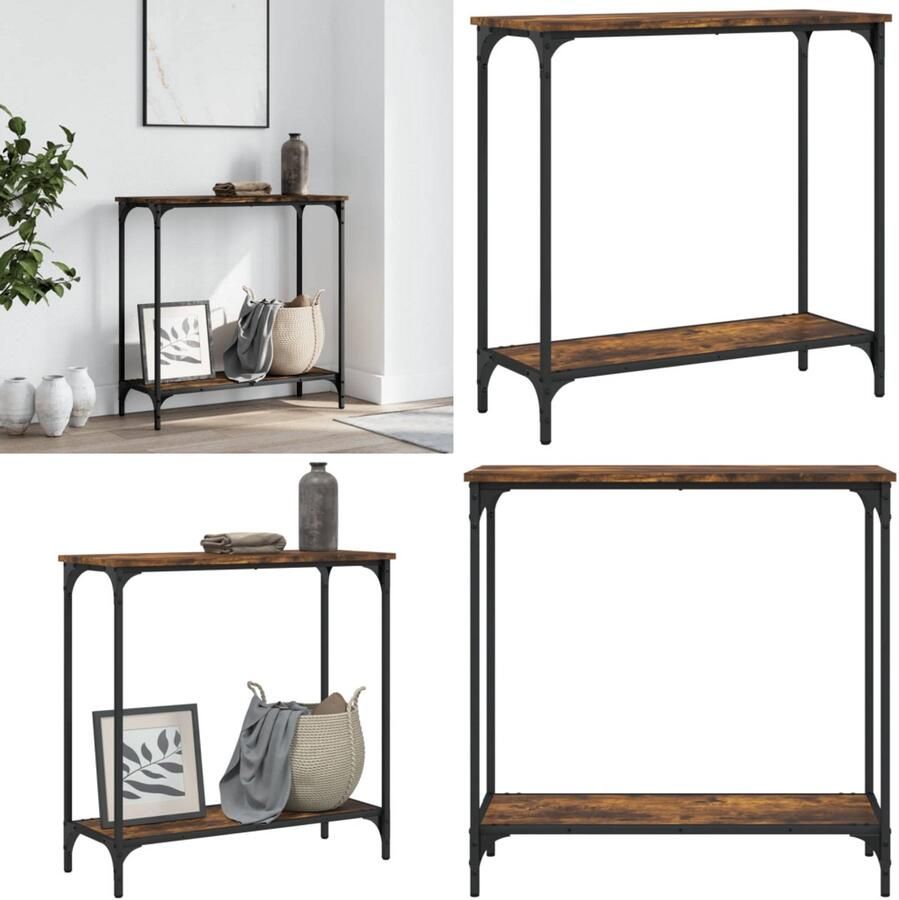 VidaXL Wandtafel 75x30 5x75 cm bewerkt hout gerookt eikenkleurig Wandtafel Wandtafels Bijzettafel Console Tafel