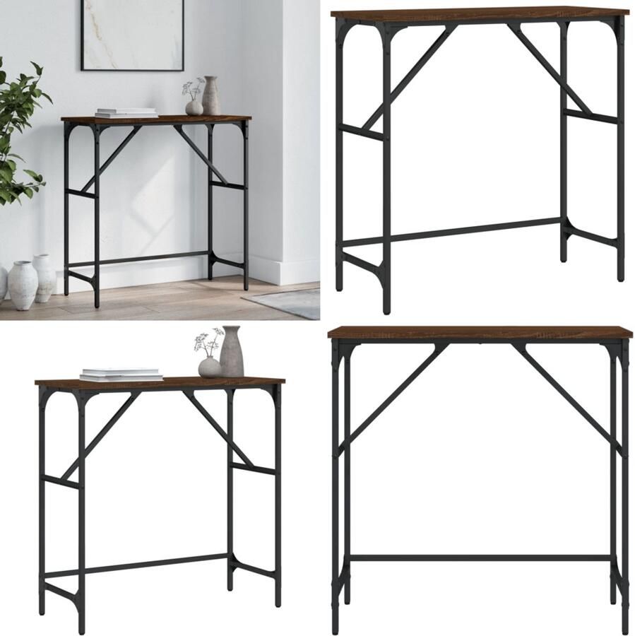 VidaXL -Wandtafel-75x32x75-cm-bewerkt-hout-bruin-eikenkleur - Foto 2