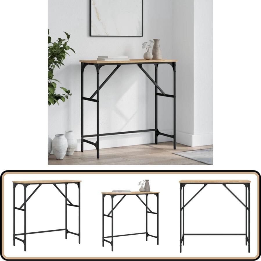 VidaXL -Wandtafel-75x32x75-cm-bewerkt-hout-gerookt-eikenkleurig - Foto 2