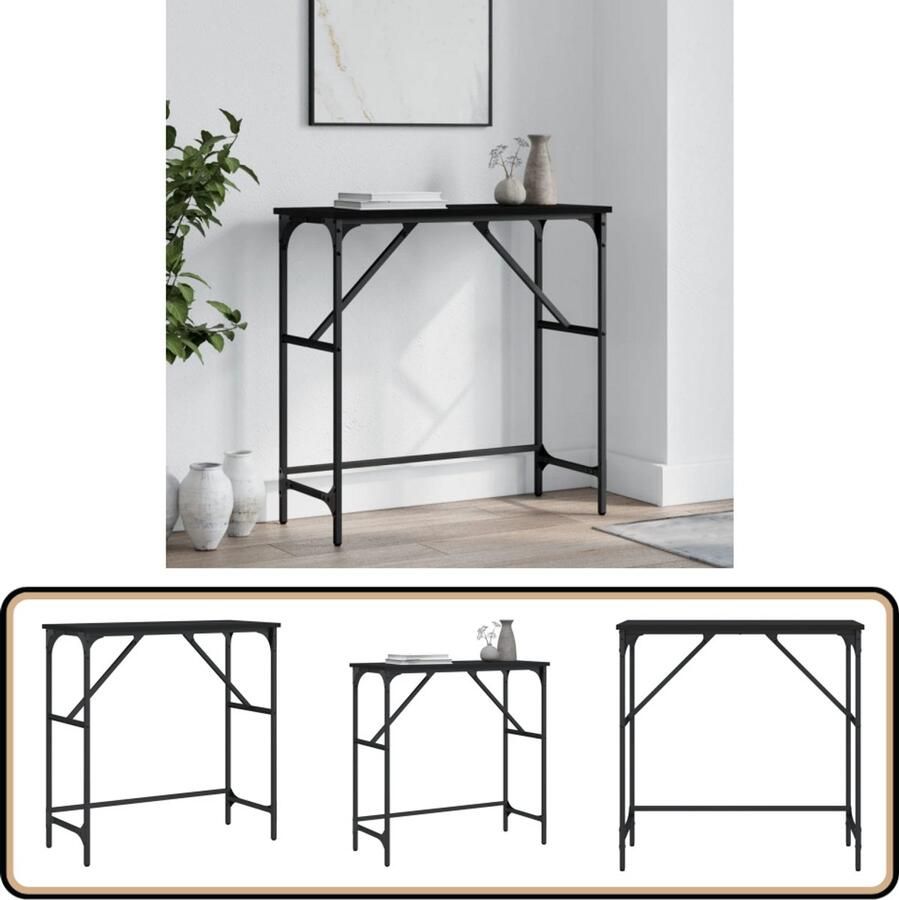 VidaXL -Wandtafel-75x32x75-cm-bewerkt-hout-zwart - Foto 3