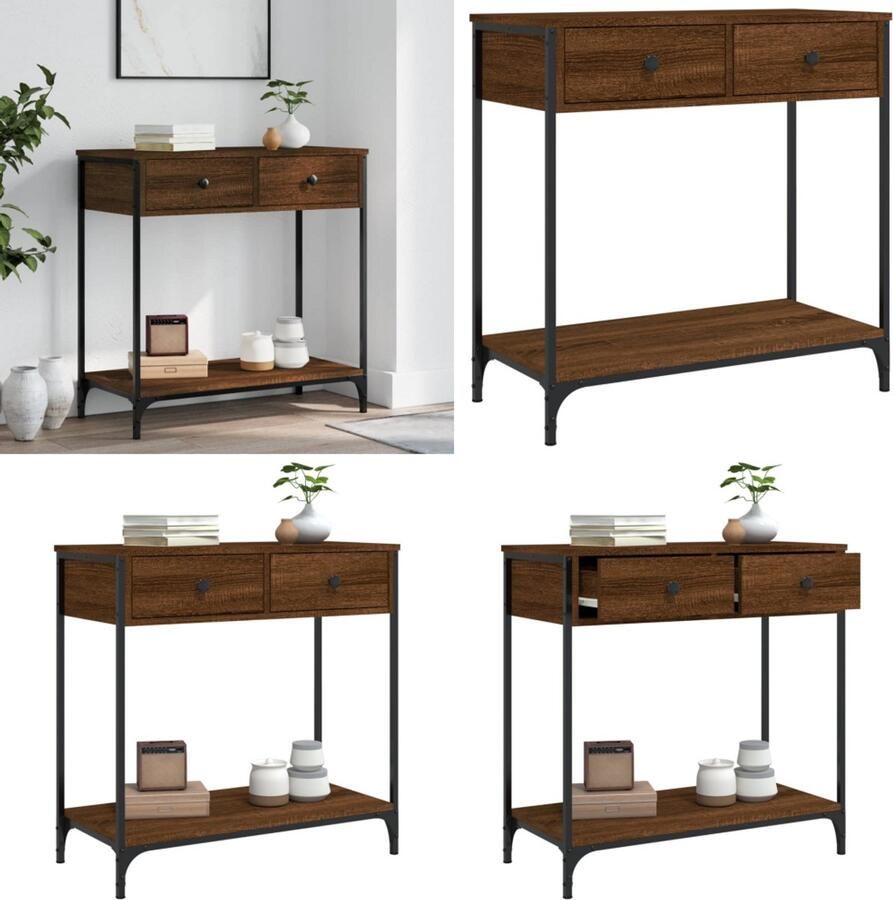 VidaXL Wandtafel 75x34 5x75 cm bewerkt hout bruin eikenkleur Wandtafel Wandtafels Bijzettafel Console Tafel