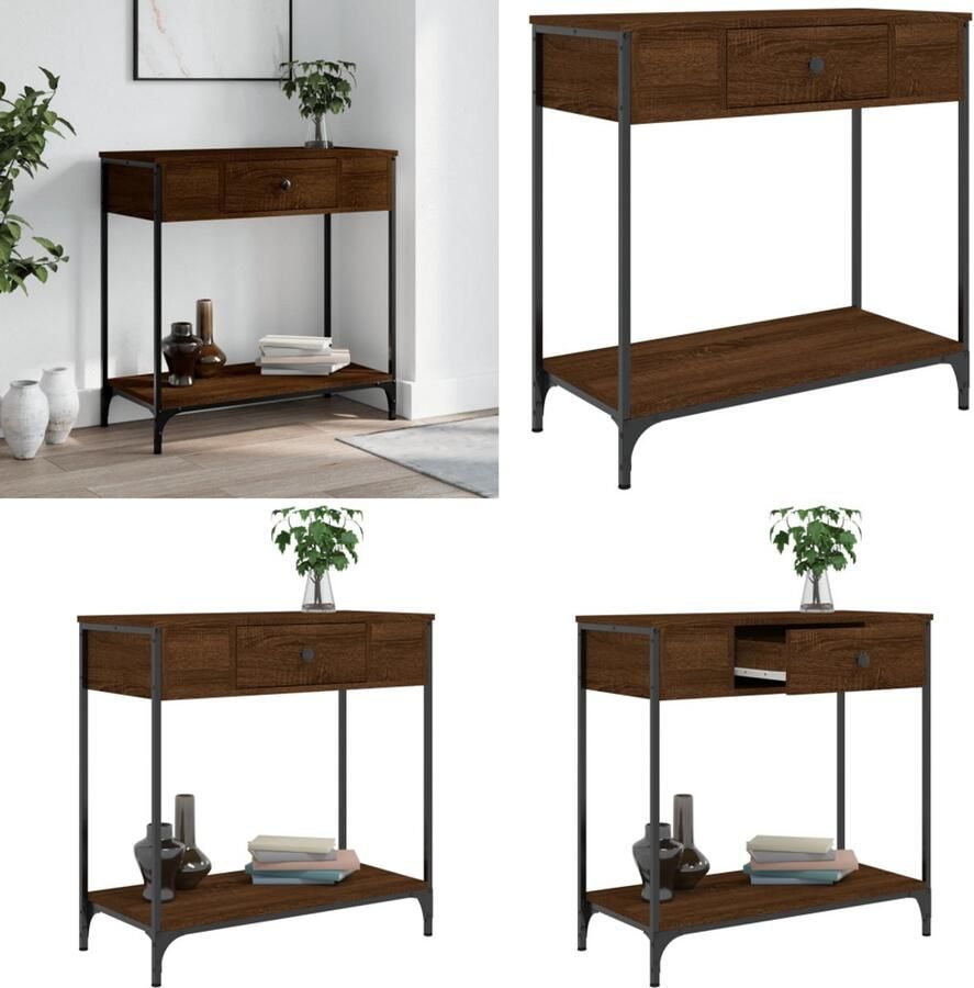 VidaXL Wandtafel 75x34 5x75 cm bewerkt hout bruin eikenkleur Wandtafel Wandtafels Bijzettafel Console Tafel