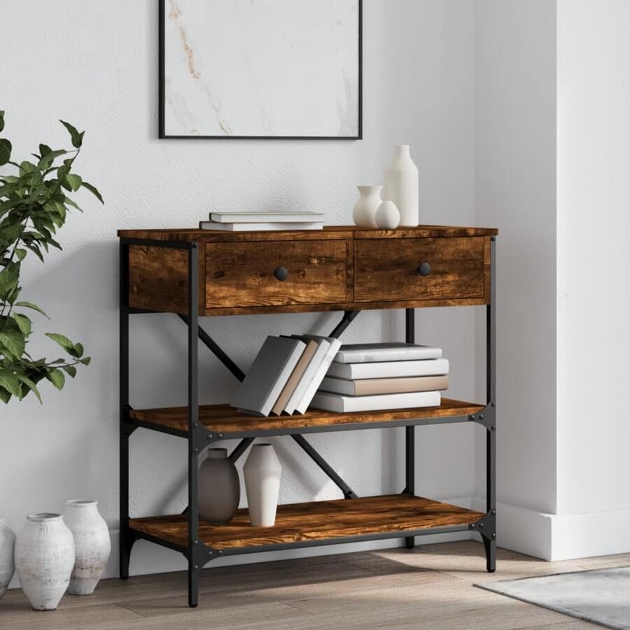 VidaXL Wandtafel 75x34 5x75 cm Gerookt Eiken Wandtafel Wandtafels Banktafel Haltafel