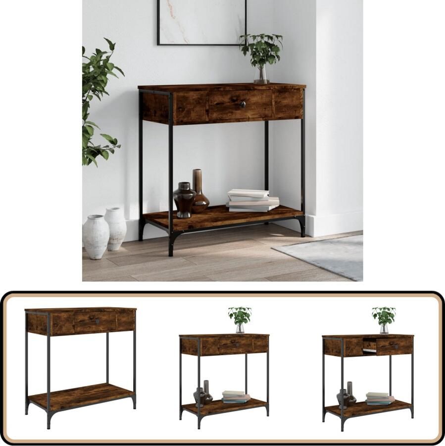 VidaXL -Wandtafel-75x34 5x75-cm-bewerkt-hout-gerookt-eikenkleurig - Foto 1