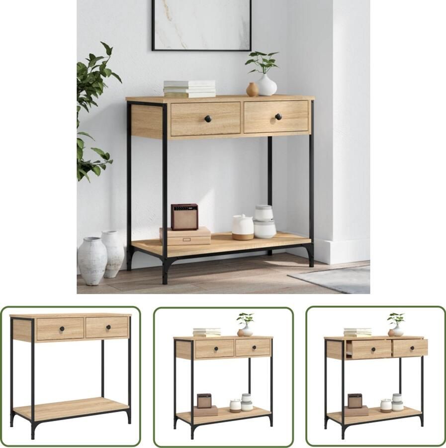 VidaXL Wandtafel 75x34 5x75 cm Sonoma Eiken Kleur Wandtafel Console Tafel Houten Tafel Eiken Kleur Bergruimte Industrieel Design