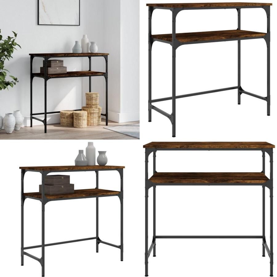 VidaXL Wandtafel 75x35 5x75 cm bewerkt hout gerookt eikenkleurig Wandtafel Wandtafels Bijzettafel Console Tafel