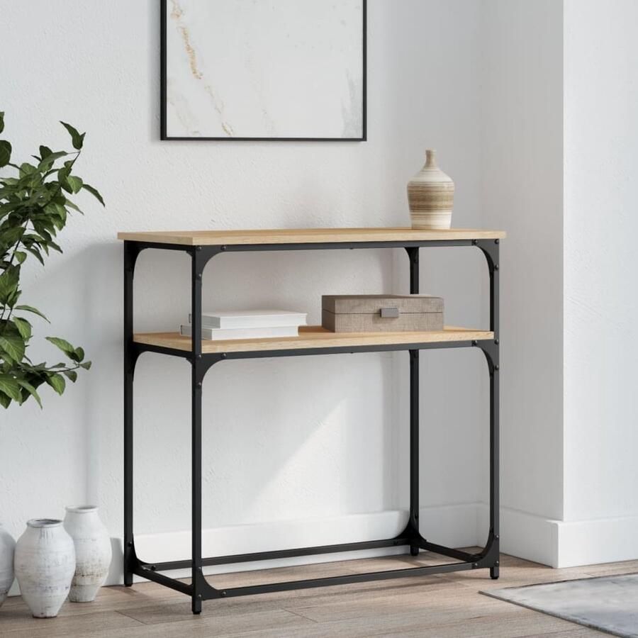VidaXL Wandtafel 75x35 5x75 cm Sonoma Eikenkleur Wandtafel Console Tafel Entreehal Livingroom Tafel Bruine Tafel Houten Tafel Industrieel Design Vintage Tafel - Foto 2