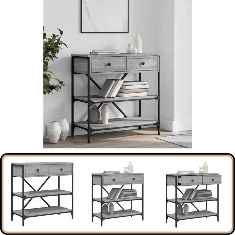 VidaXL Wandtafel 75x35x75 cm Grijs Sonoma Eiken Wandtafel Entreetafel Halltable Consoletafel Houten Tafel Grijze Tafel Vintage Tafel Industriële Tafel