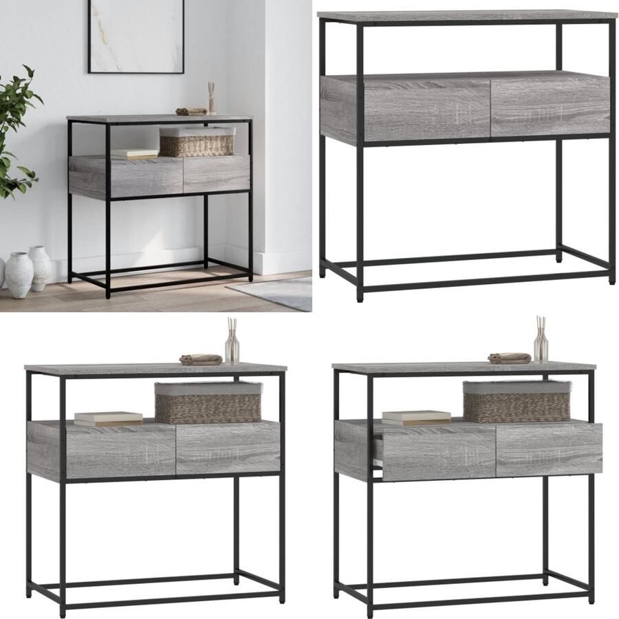 VidaXL Wandtafel 75x40x75 cm bewerkt hout grijs sonoma eikenkleurig Wandtafel Wandtafels Bijzettafel Console Tafel