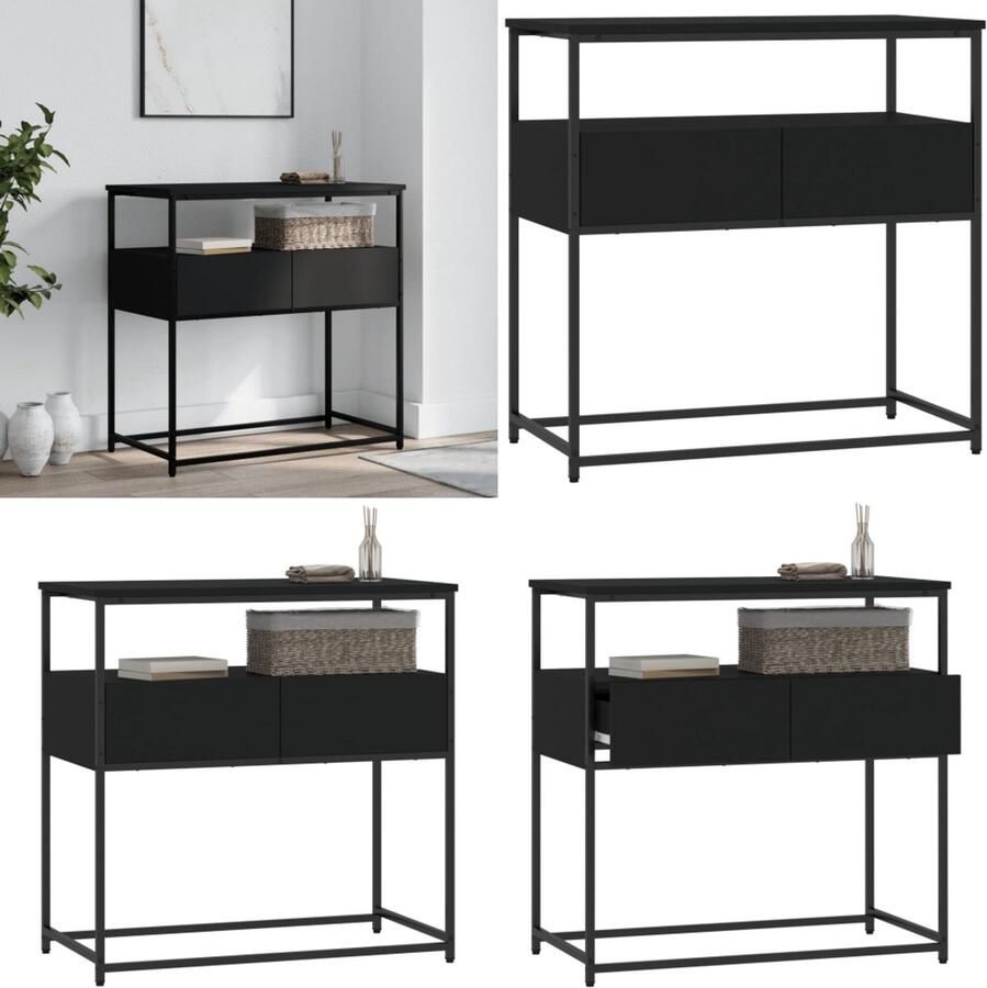 VidaXL Wandtafel 75x40x75 cm bewerkt hout zwart Wandtafel Wandtafels Bijzettafel Console Tafel
