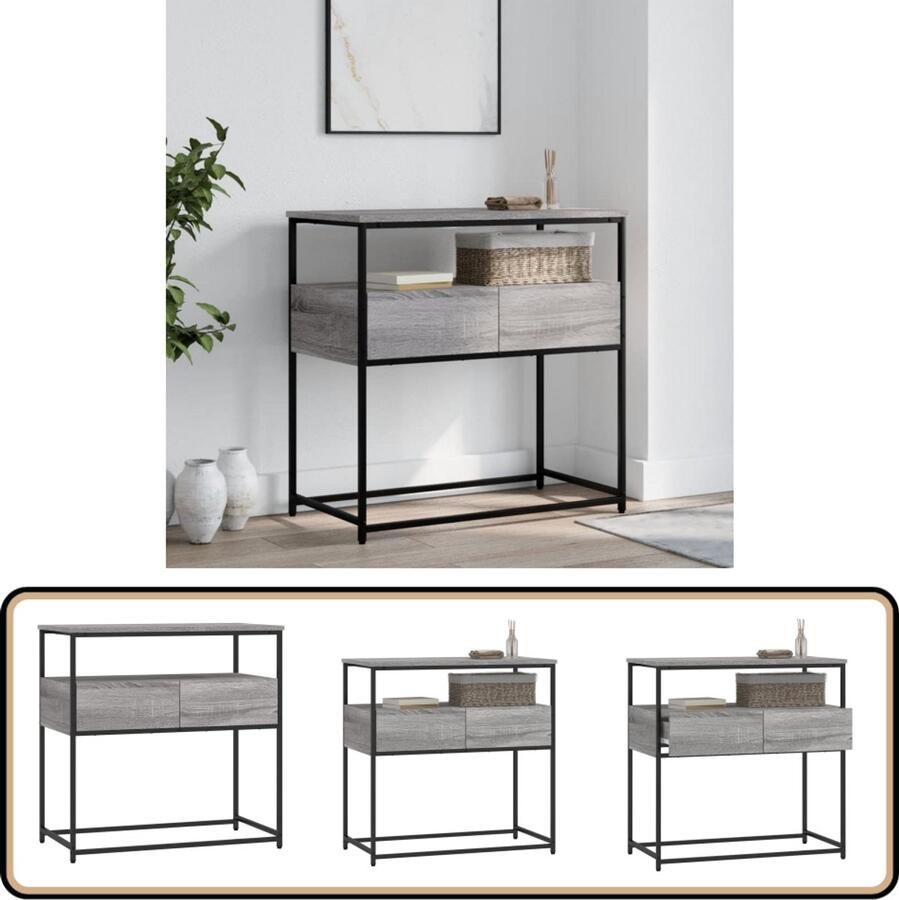 VidaXL Wandtafel 75x40x75 cm Grijs Sonoma Eiken Wandtafel Industrieel Design Houten Tafel Grijze Tafel Consoletafel