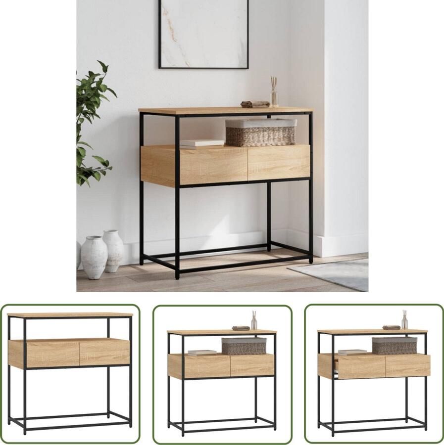 VidaXL Wandtafel 75x40x75 cm Sonoma Eiken Wandtafel Houten Kast Eiken Houtsoort Salontafel Entreetafel Bergruimte Industrieel Design Montage