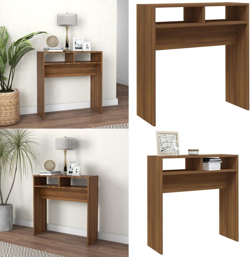 VidaXL Wandtafel 78x30x80 cm bewerkt hout bruin eikenkleur Wandtafel Wandtafels Consoletafel Houten Wandtafel