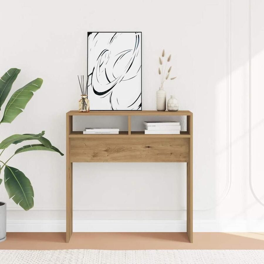 VidaXL Wandtafel 78x30x80 cm Bewerkt hout Eikenkleur Wandtafel Wandtafels Banktafel Haltafel