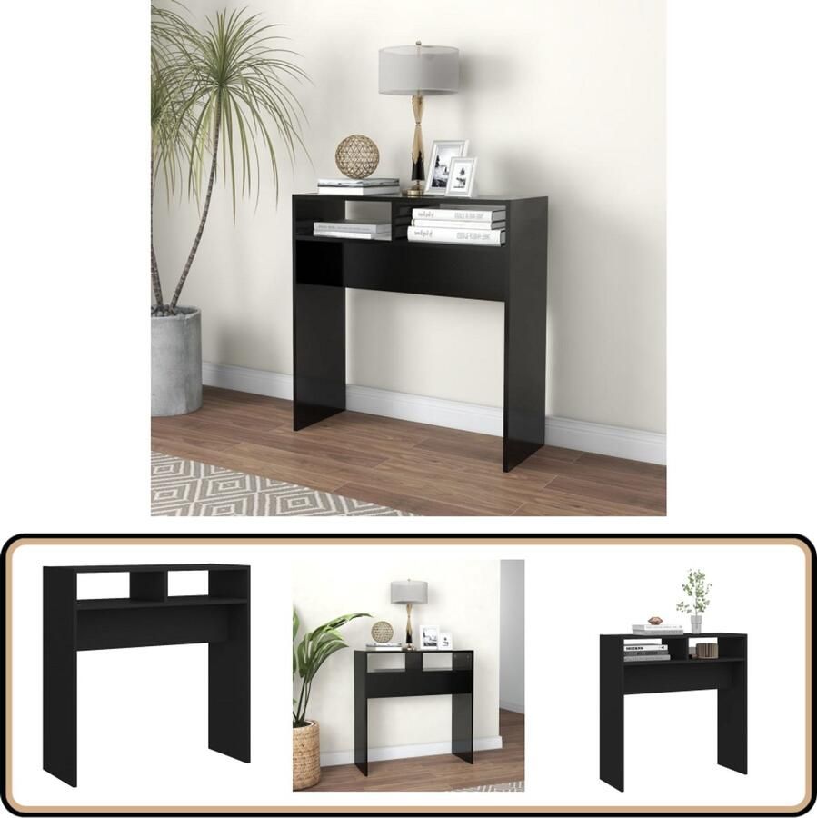 VidaXL Wandtafel 78x30x80 cm Bewerkt hout Zwart Consoletafel Gangtafel Bijzettafel Wandtafel Zwarte Tafel Houten Tafel Moderne Tafel Scandinavische Tafel Kleine Tafel Decoratief Item Interieurstyling