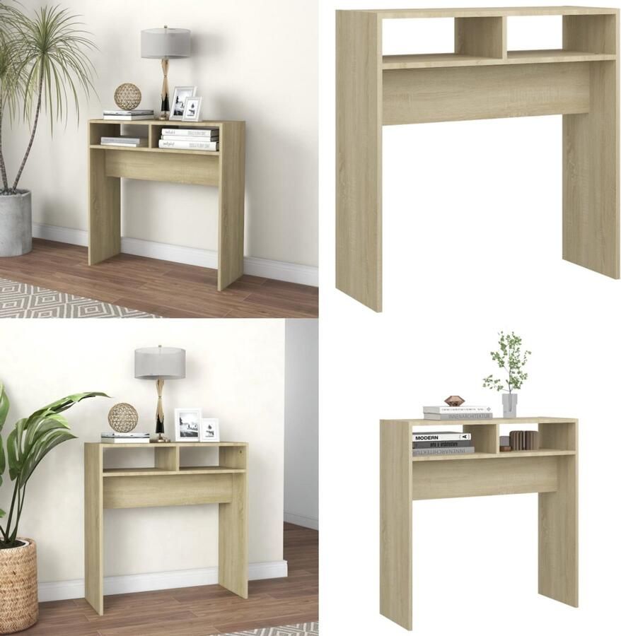 VidaXL Wandtafel 78x30x80 cm bewerkt out sonoma eikenkleurig Bijzettafel Bijzettafels Tafel Tafels