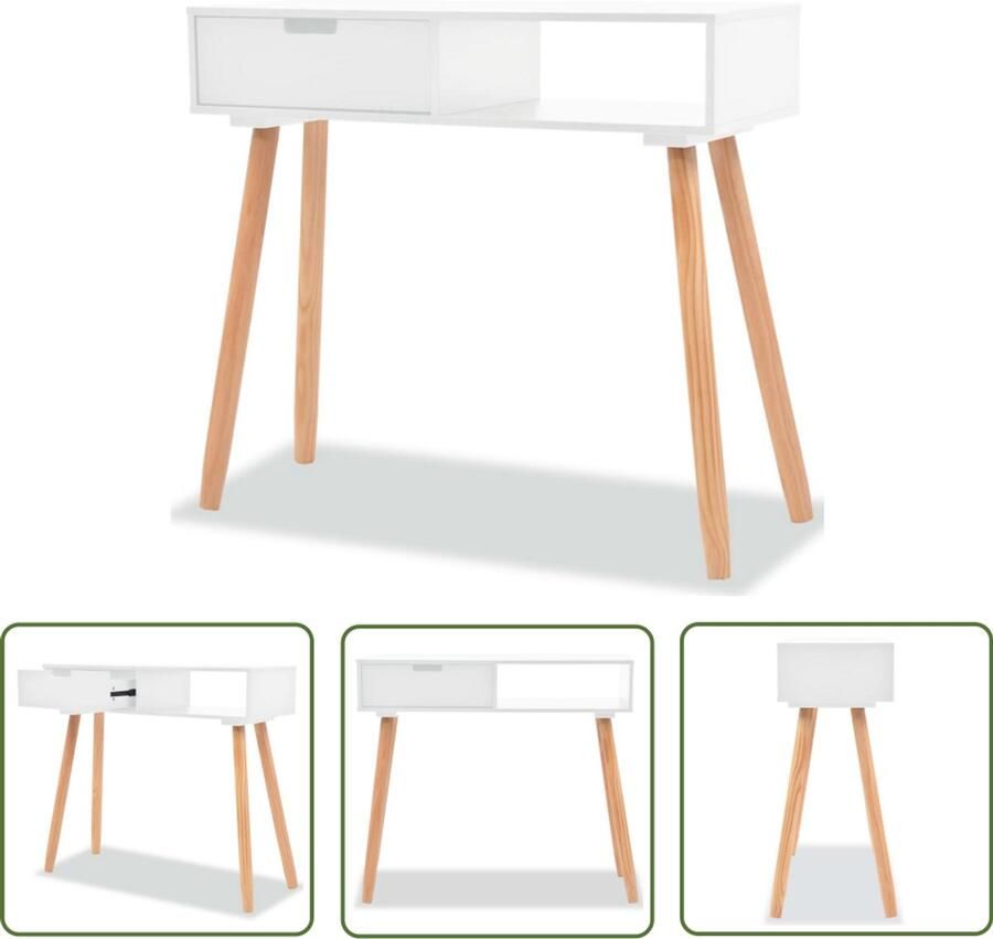 VidaXL Wandtafel 80x30x72 cm Wit en Bruin Wandtafel Grenoble Hout Consoletafel Sidetable Kastje Bergruimte Vintage Style Scandinavische Stijl Modern Minimalistisch Woonaccessoires Binnenhuisdecoratie