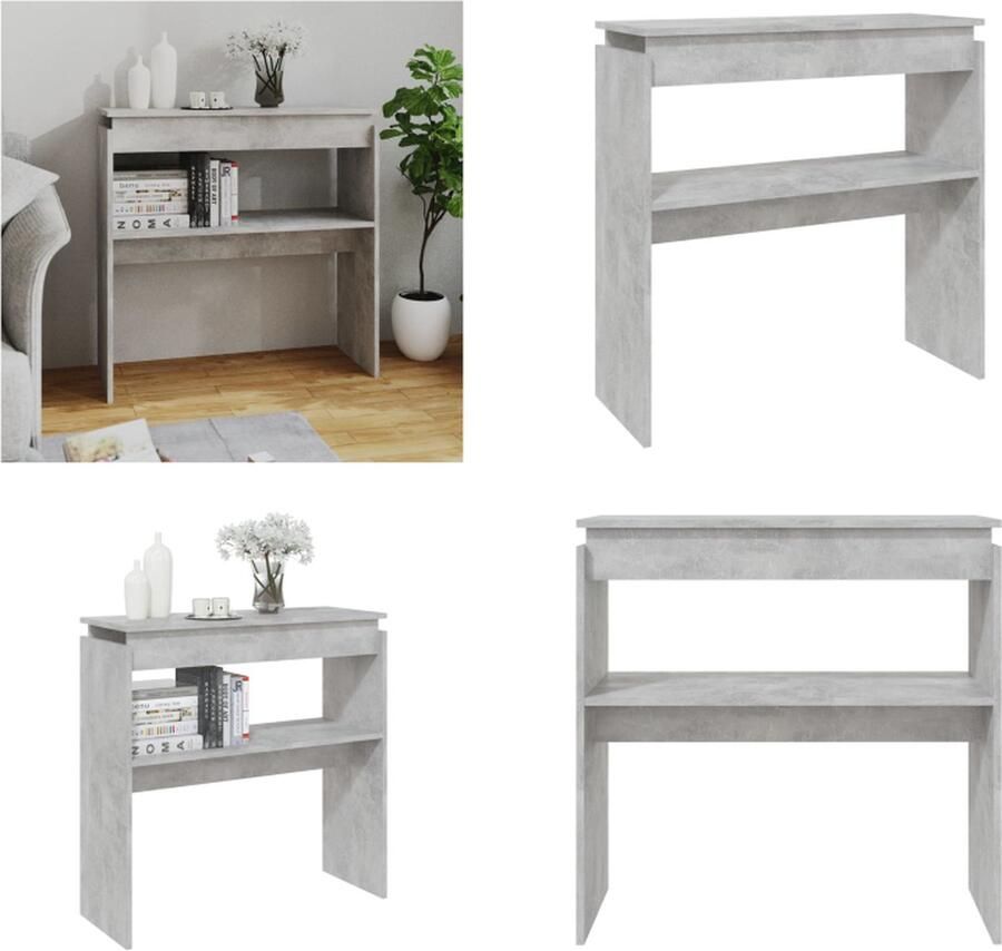 VidaXL Wandtafel 80x30x80 cm bewerkt hout betongrijs Bijzettafel Bijzettafels Tafel Tafels