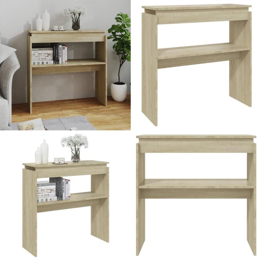 VidaXL Wandtafel 80x30x80 cm bewerkt hout sonoma eikenkleurig Bijzettafel Bijzettafels Tafel Tafels