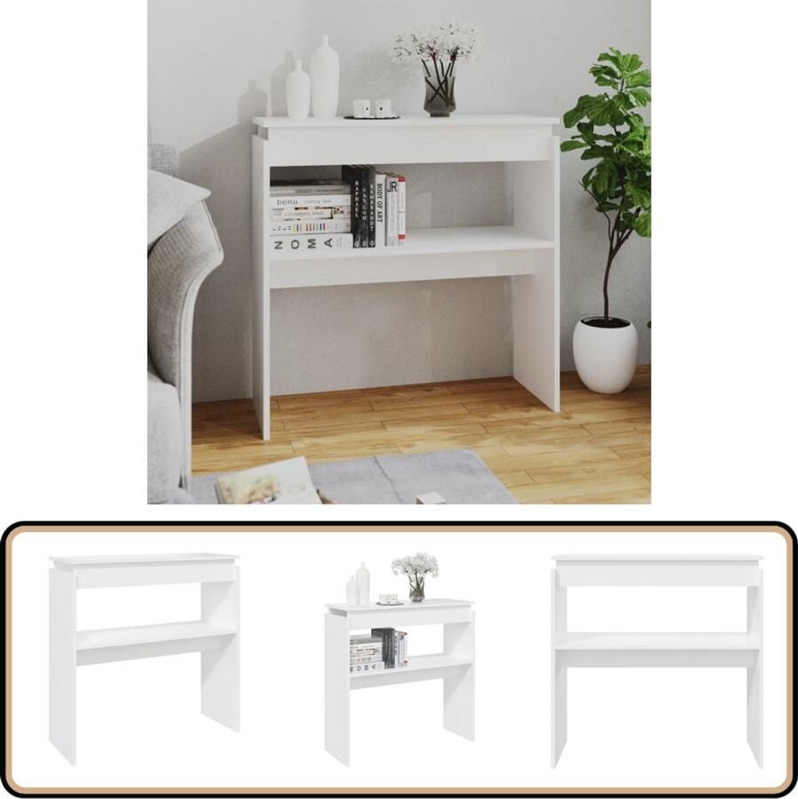 VidaXL Wandtafel 80x30x80 cm Bewerkt hout Wit Consoletafel Bijzettafel Halltafel Entreetafel Scandinavische Stijl
