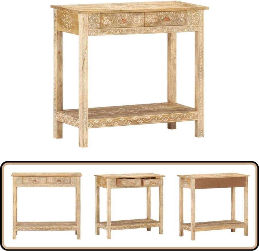 VidaXL Wandtafel 80x35x74 cm Massief Mangohout Consoletafel Mangohout Vintage Handgeschilderd Salontafel Entreetafel Decoratief Kastje Opbergruimte