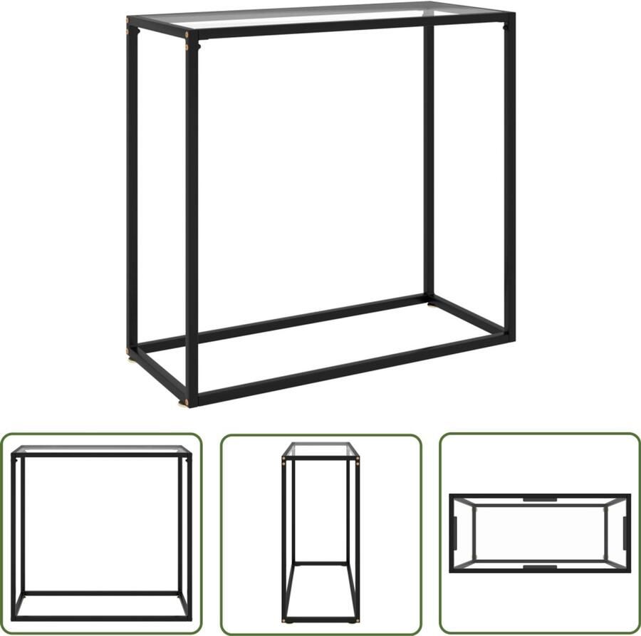 VidaXL Wandtafel 80x35x75 cm Gehard Glas Transparant Wandtafel Modern Design Glazen Tafel Sidetable Transparante Tafel