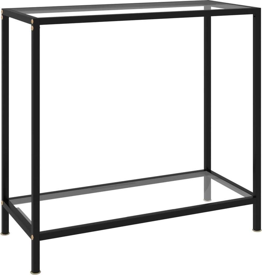 VidaXL Wandtafel 80x35x75 cm Glas & Staal Wandtafel Bijzettafel Glas Tafellamp Modern Design Industriële Woonstijl Living Room Decor - Foto 2
