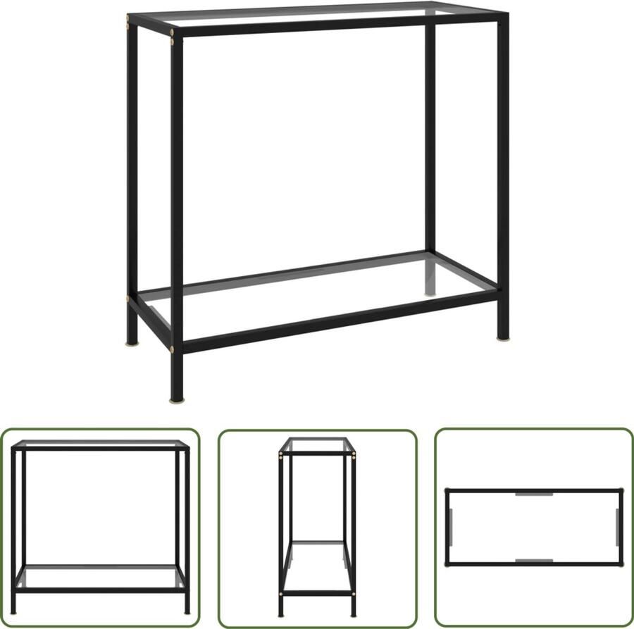 VidaXL Wandtafel 80x35x75 cm Glas & Staal Wandtafel Bijzettafel Glas Tafellamp Modern Design Industriële Woonstijl Living Room Decor