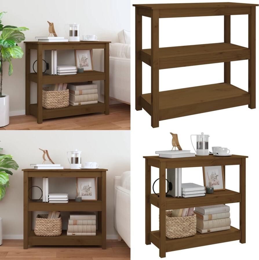 VidaXL Wandtafel 80x40x74 cm massief grenenhout honingbruin Wandtafel Wandtafels Consoletafel Houten Wandtafel