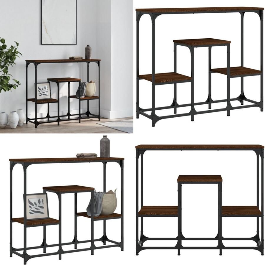 VidaXL Wandtafel 89 5x28x76 cm bewerkt hout bruin eikenkleur Wandtafel Wandtafels Bijzettafel Console Tafel