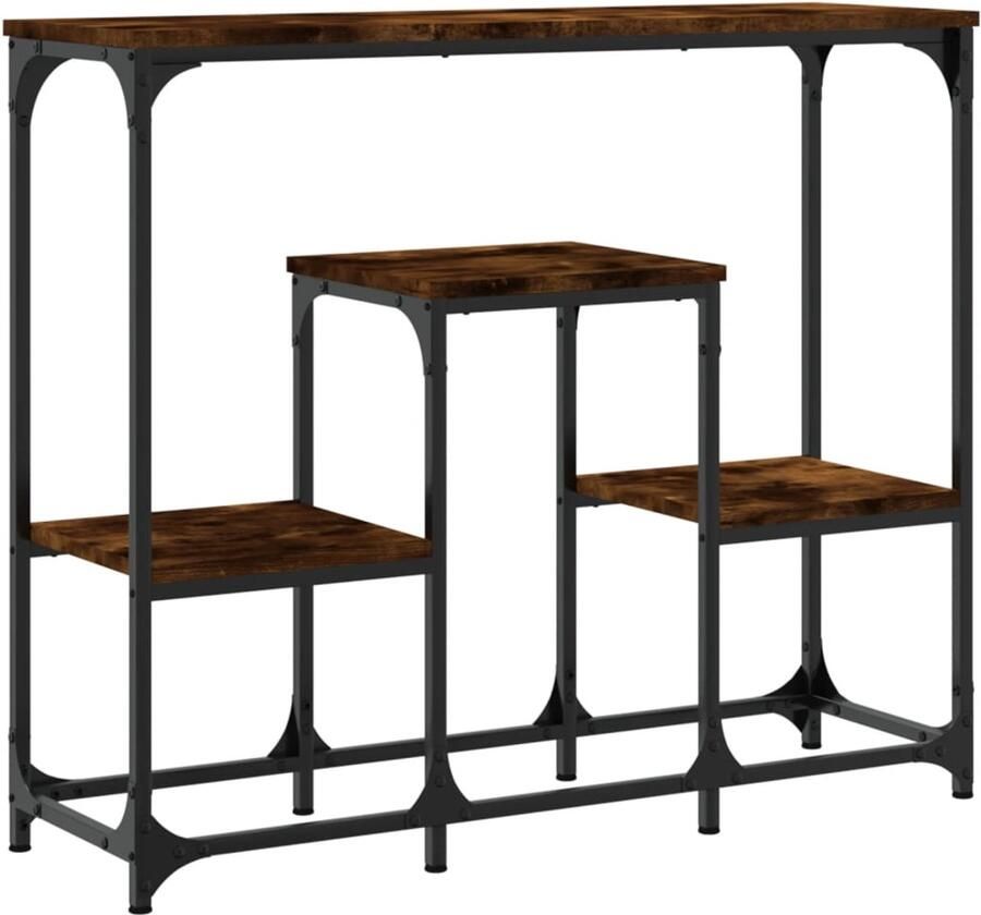 VidaXL Wandtafel Wandtafels Bijzettafel Console Tafel Wandtafel 89 5x28x76 cm bewerkt hout gerookt eikenkleurig