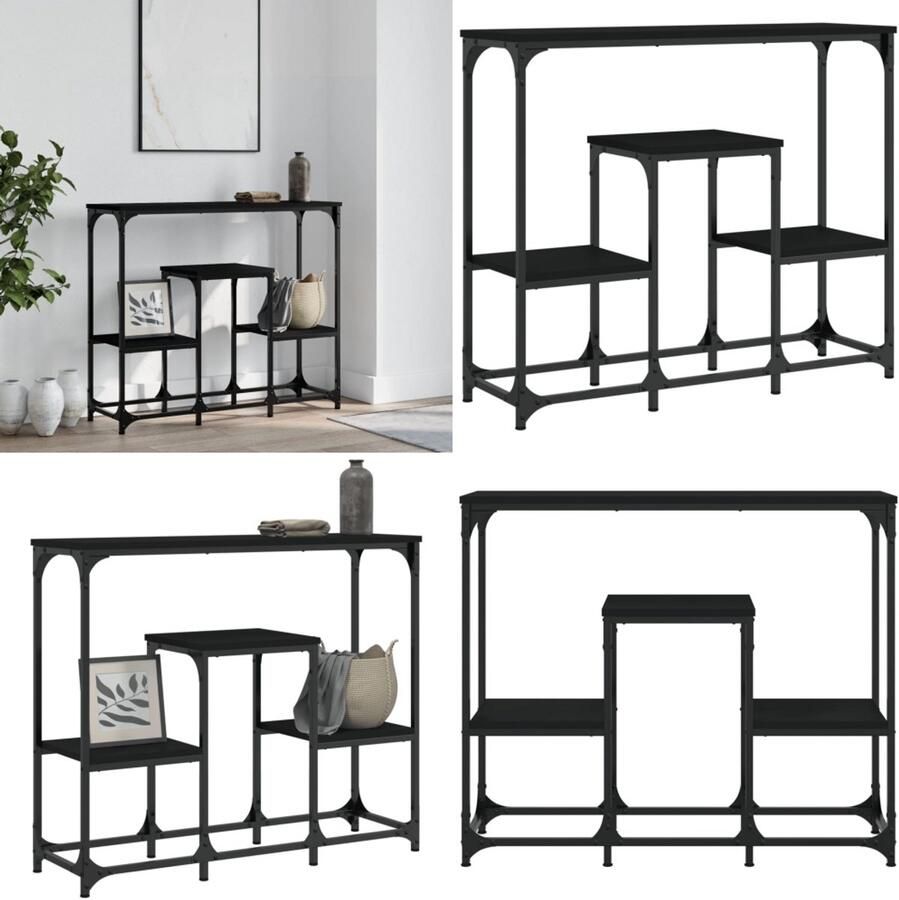 VidaXL Wandtafel 89 5x28x76 cm bewerkt hout zwart Wandtafel Wandtafels Bijzettafel Console Tafel