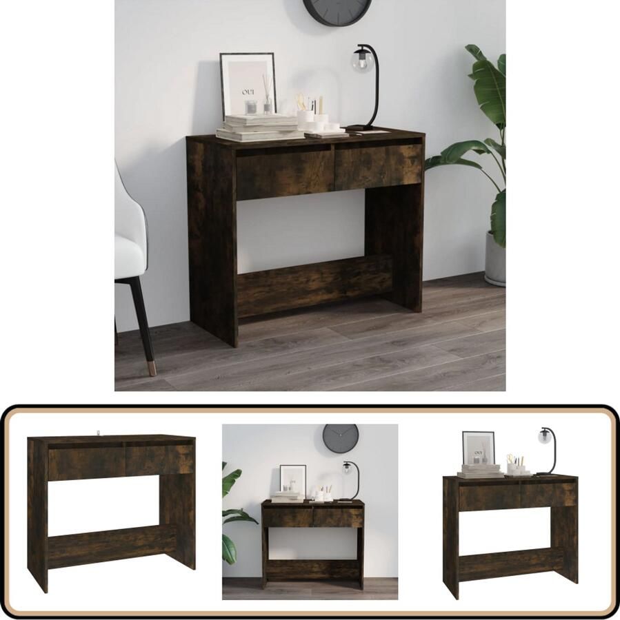 VidaXL Wandtafel 89x41x76 5 cm Gerookt Eikenhout Consoletafel Salontafel Entreetafel Bijzettafel Houten Meubilair