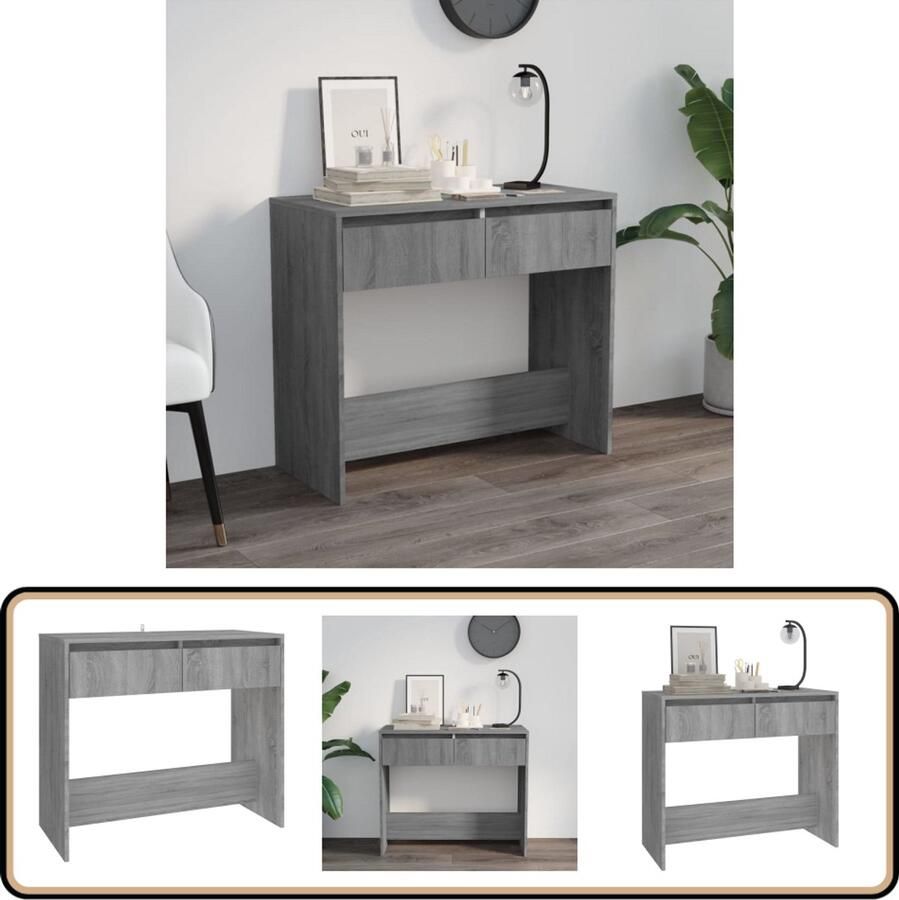 The Living Store Wandtafel 89x41x76 5 cm bewerkt hout grijs sonoma eikenkleurig Consoletafel Salontafel Bijzetkast Wandtafel Houten Meubilair - Foto 2