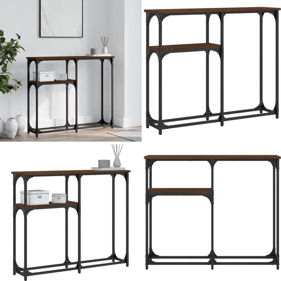 VidaXL Wandtafel 90x22 5x75 cm bewerkt hout bruin eikenkleur Wandtafel Wandtafels Bijzettafel Console Tafel