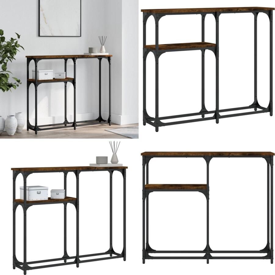 VidaXL Wandtafel 90x22 5x75 cm bewerkt hout gerookt eikenkleurig Wandtafel Wandtafels Bijzettafel Console Tafel