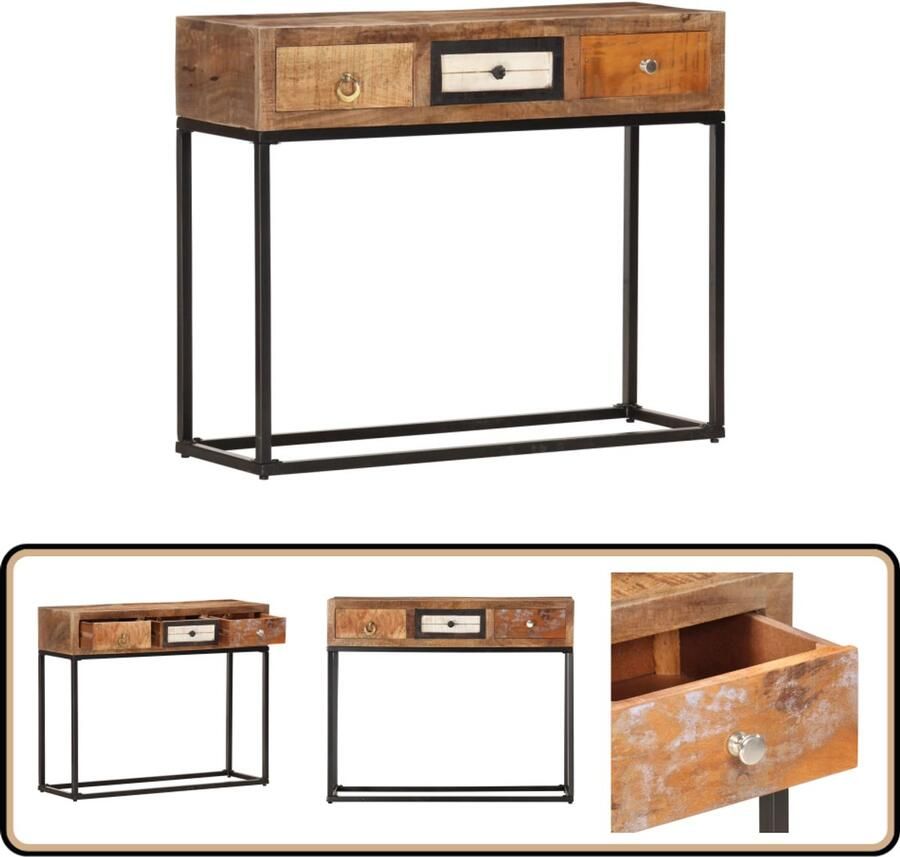 VidaXL Wandtafel 90x30x75 cm Gerecycled Hout Wandtafel Industrieel Design Gerecycled Hout Salontafel Entreetafel