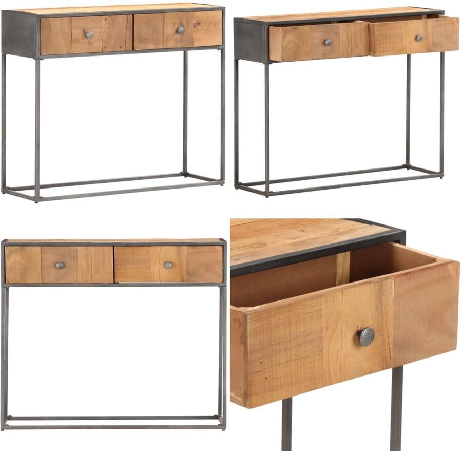 VidaXL Wandtafel 90x30x75 cm massief gerecycled hout Salontafel Salontafels Tafel Tafels