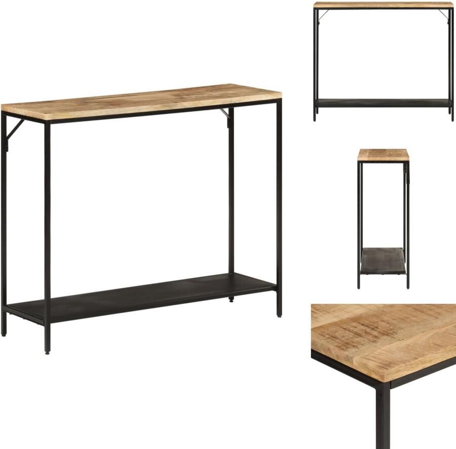 VidaXL -Wandtafel-90x30x75-cm-massief-ruw-mangohout-en-ijzer - Foto 2