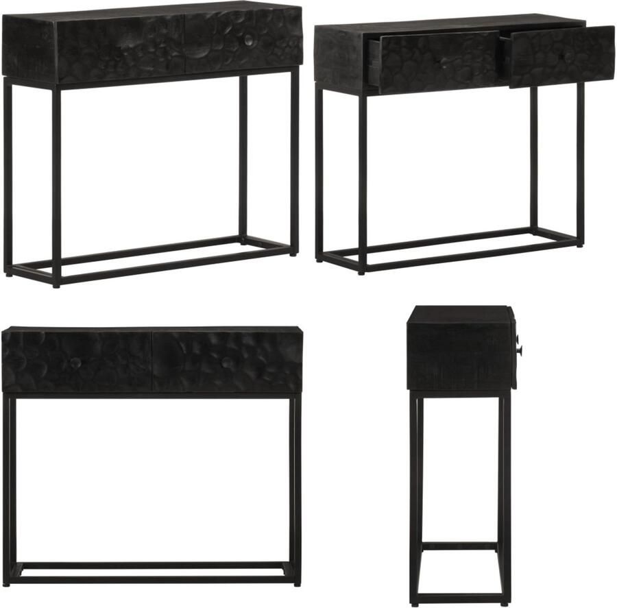 VidaXL Wandtafel 90x30x76 cm massief mangohout en ijzer zwart Wandtafel Wandtafels Bijzettafel Console Tafel