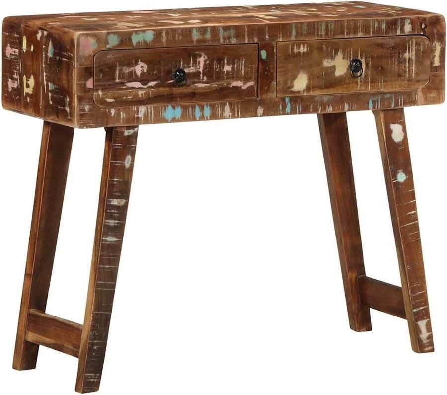 VidaXL Wandtafel 90x32x75 cm Massief Gerecycled Hout Consoletafel Consoletafels Banktafel Haltafel