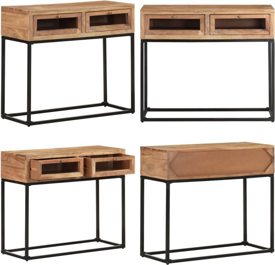 VidaXL Wandtafel 90x35x76 cm massief acaciahout Console Tafel Console Tafels Accent Tafel Accent Tafels