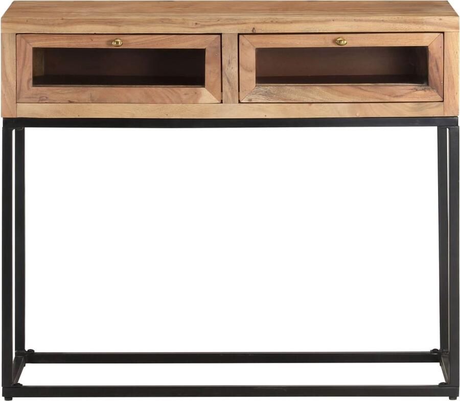 VidaXL Wandtafel 90x35x76 cm Massief Acaciahout Wandtafel Industrieel Design Acacia Hout Salontafel Entreetafel Kast Bergruimte