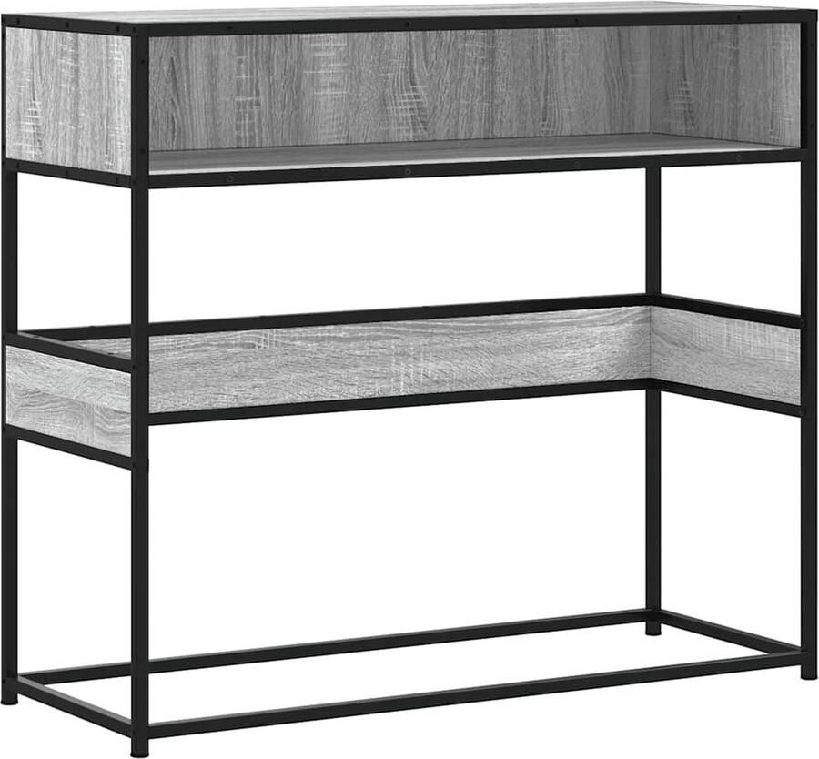 VidaXL Wandtafel 90x35x80 cm Grijs Sonoma Eiken Wandtafel Salontafel Entreetafel Houten Tafel Industrieel Design Opbergruimte Compact Multifunctioneel Minimalistisch Grijs Sonoma Eiken